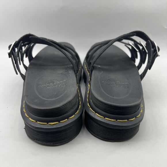 Dr Martens Blaire Slide Shoes Womens Size 9 Black Triple Buckle Platform Sandals - Picture 4 of 8